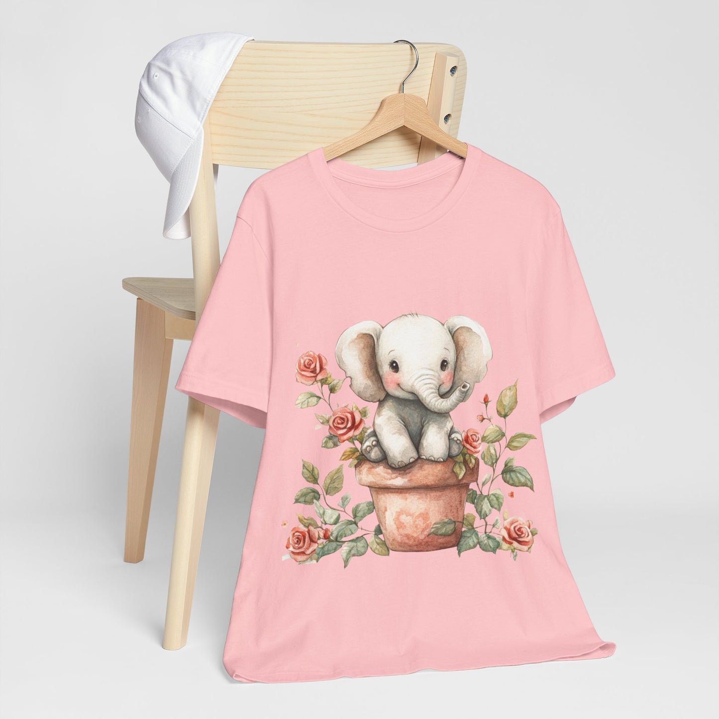Cute Elephant Floral T-Shirt - Jersey Tee for Animal Lovers