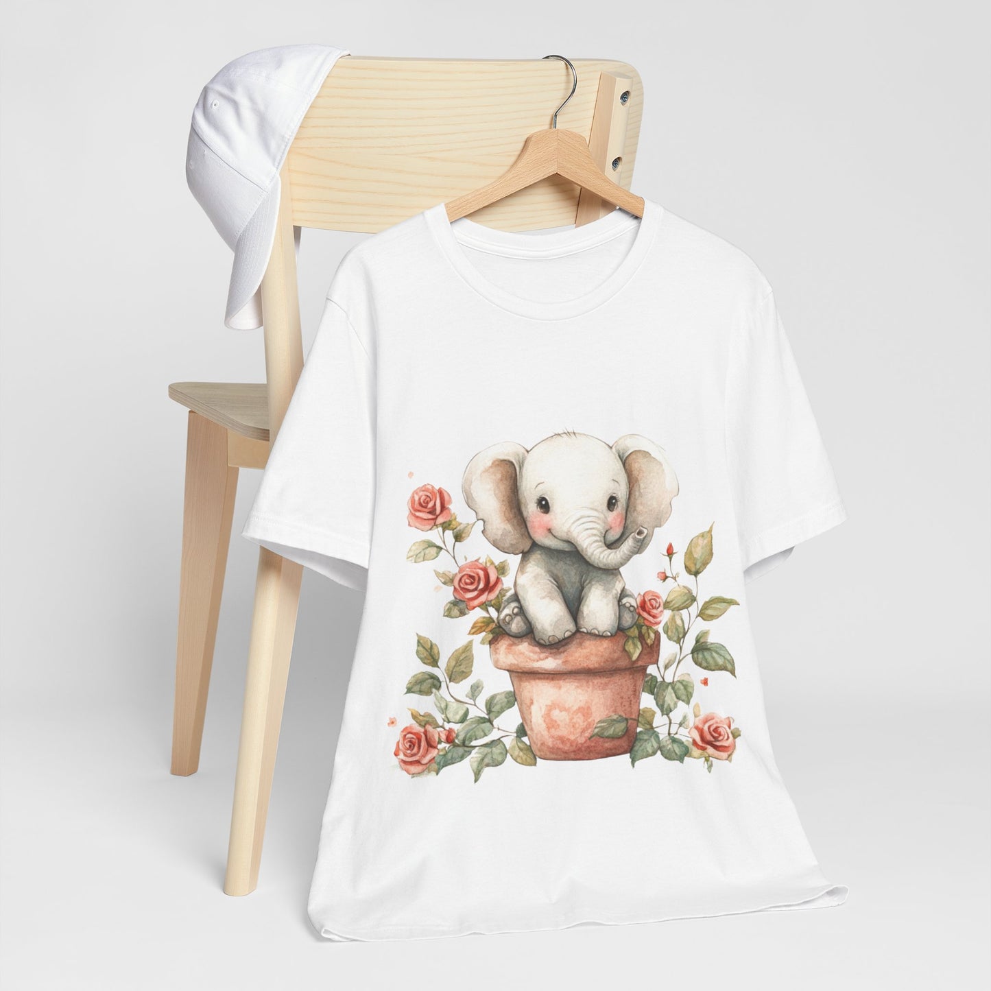 Cute Elephant Floral T-Shirt - Jersey Tee for Animal Lovers
