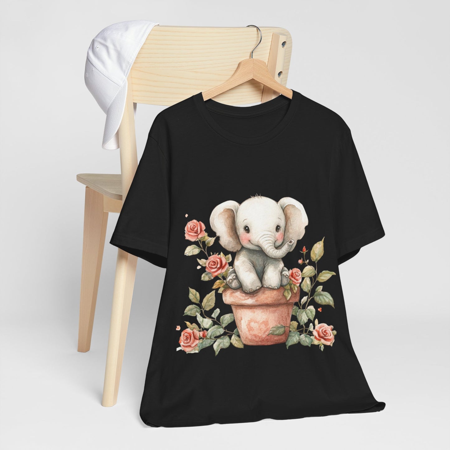 Cute Elephant Floral T-Shirt - Jersey Tee for Animal Lovers