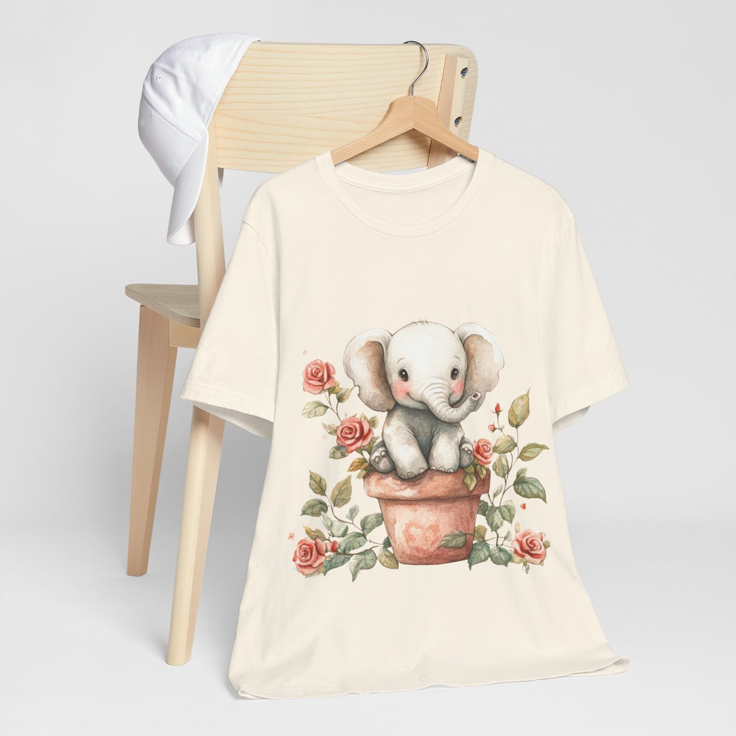 Cute Elephant Floral T-Shirt - Jersey Tee for Animal Lovers