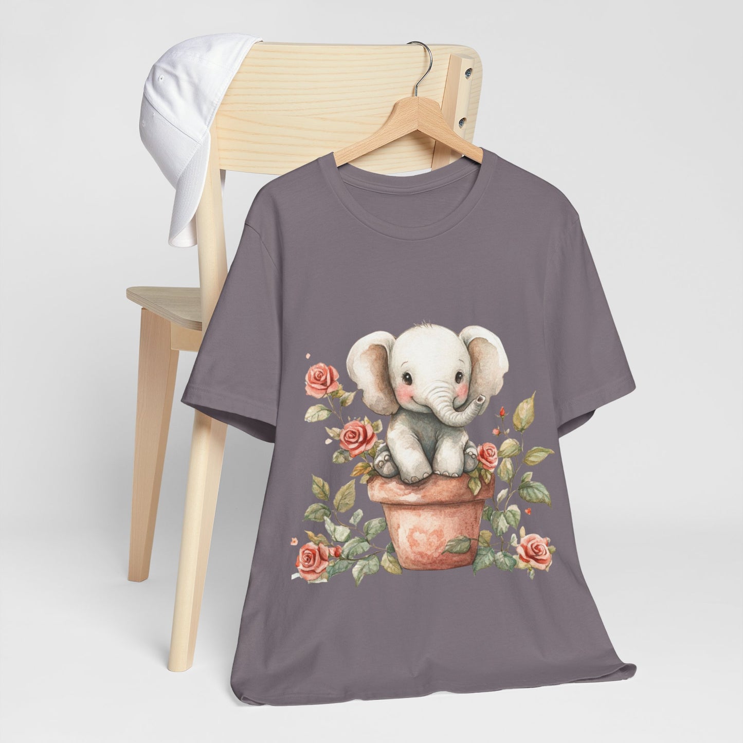 Cute Elephant Floral T-Shirt - Jersey Tee for Animal Lovers
