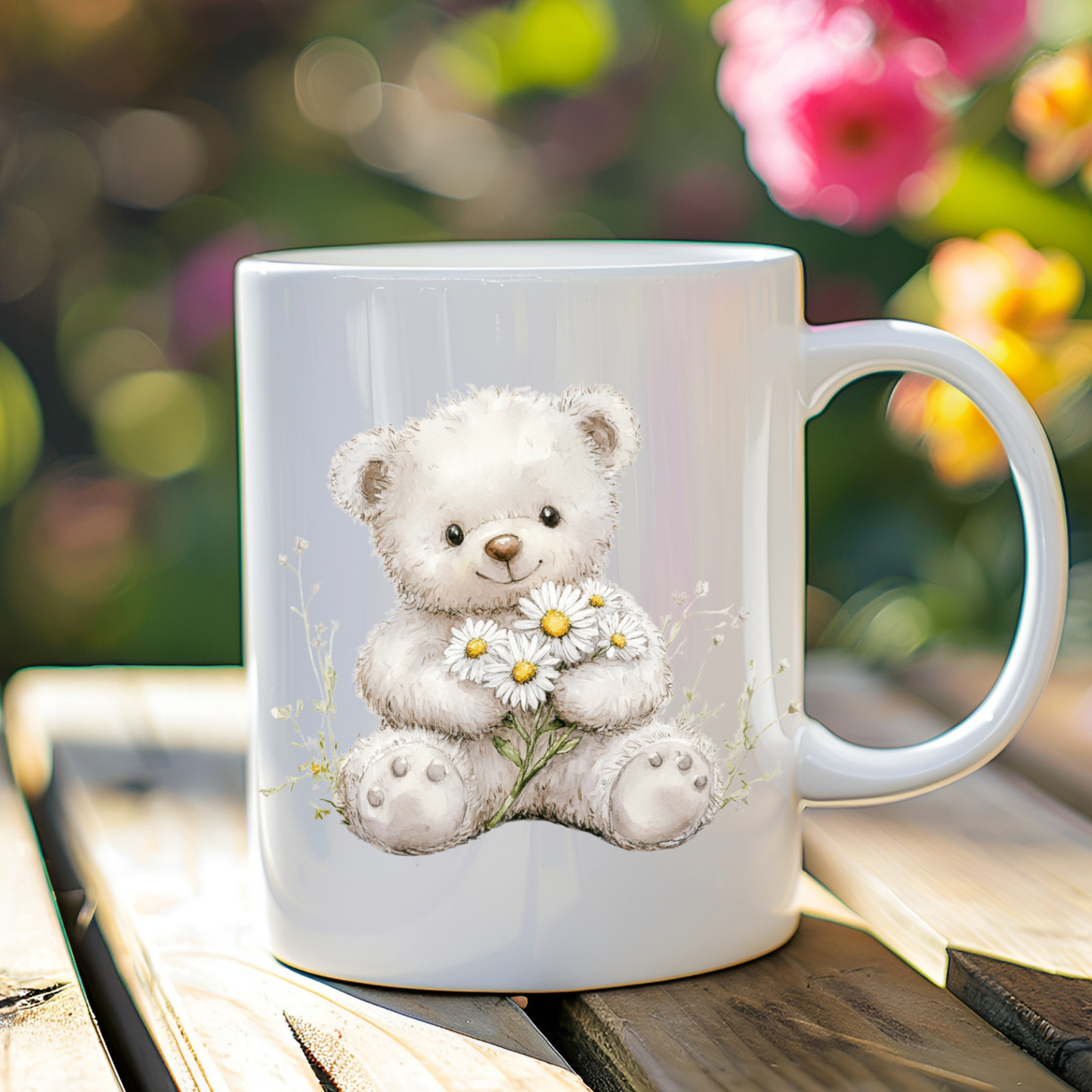 Teddy Bear With Daisies Mug