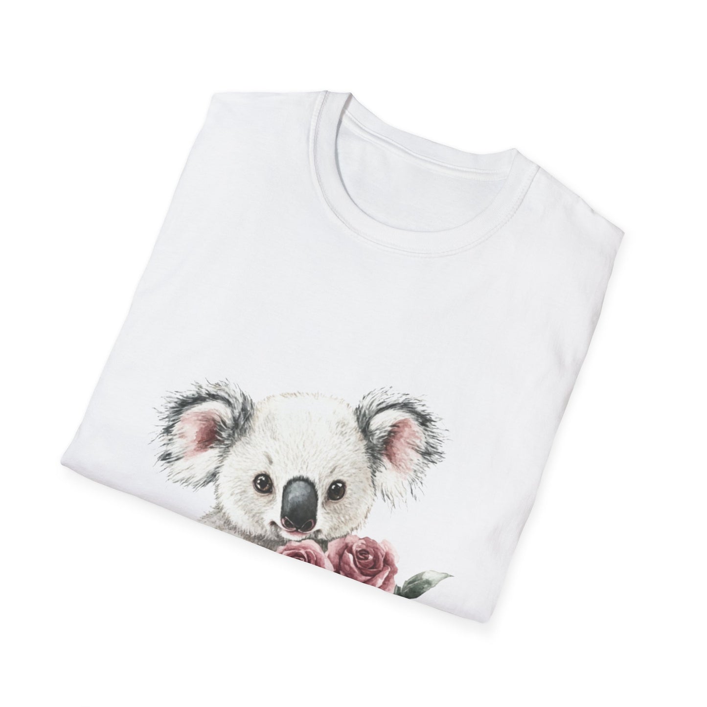 Cute Koala with Roses Unisex Softstyle T-Shirt