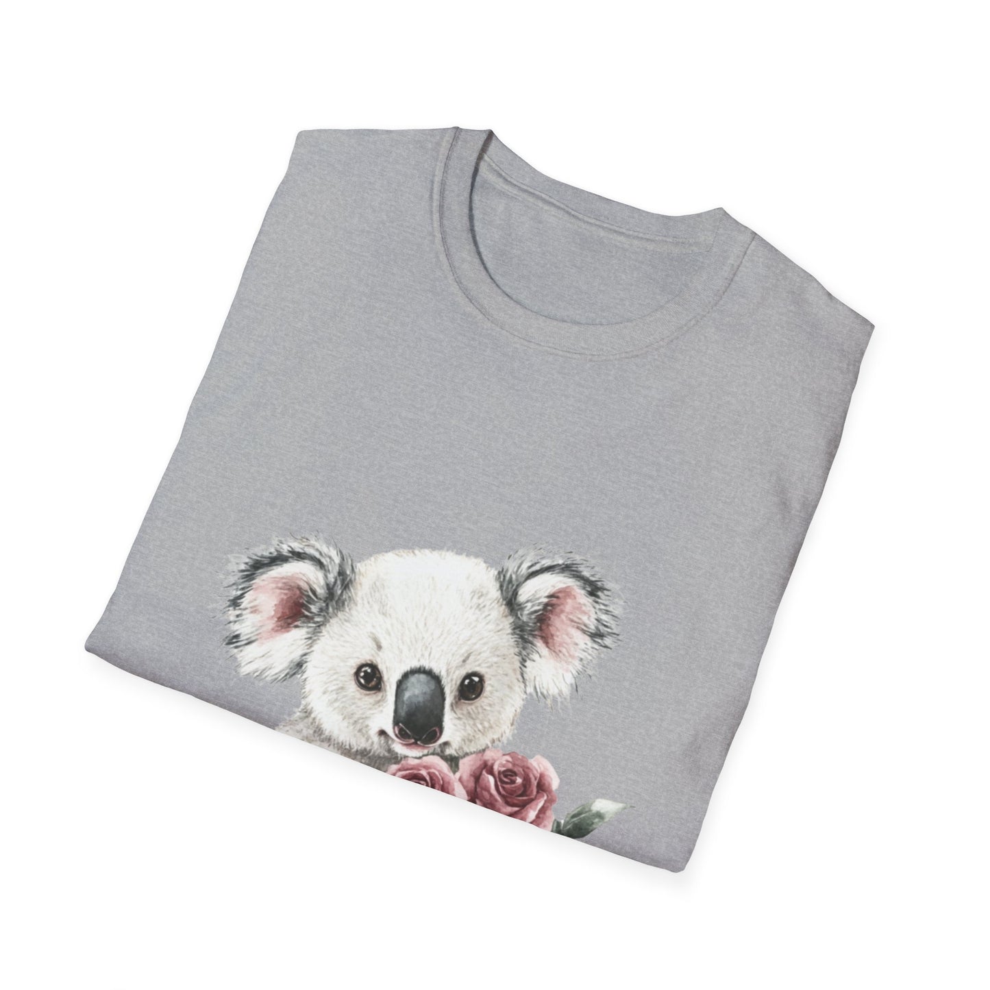 Cute Koala with Roses Unisex Softstyle T-Shirt