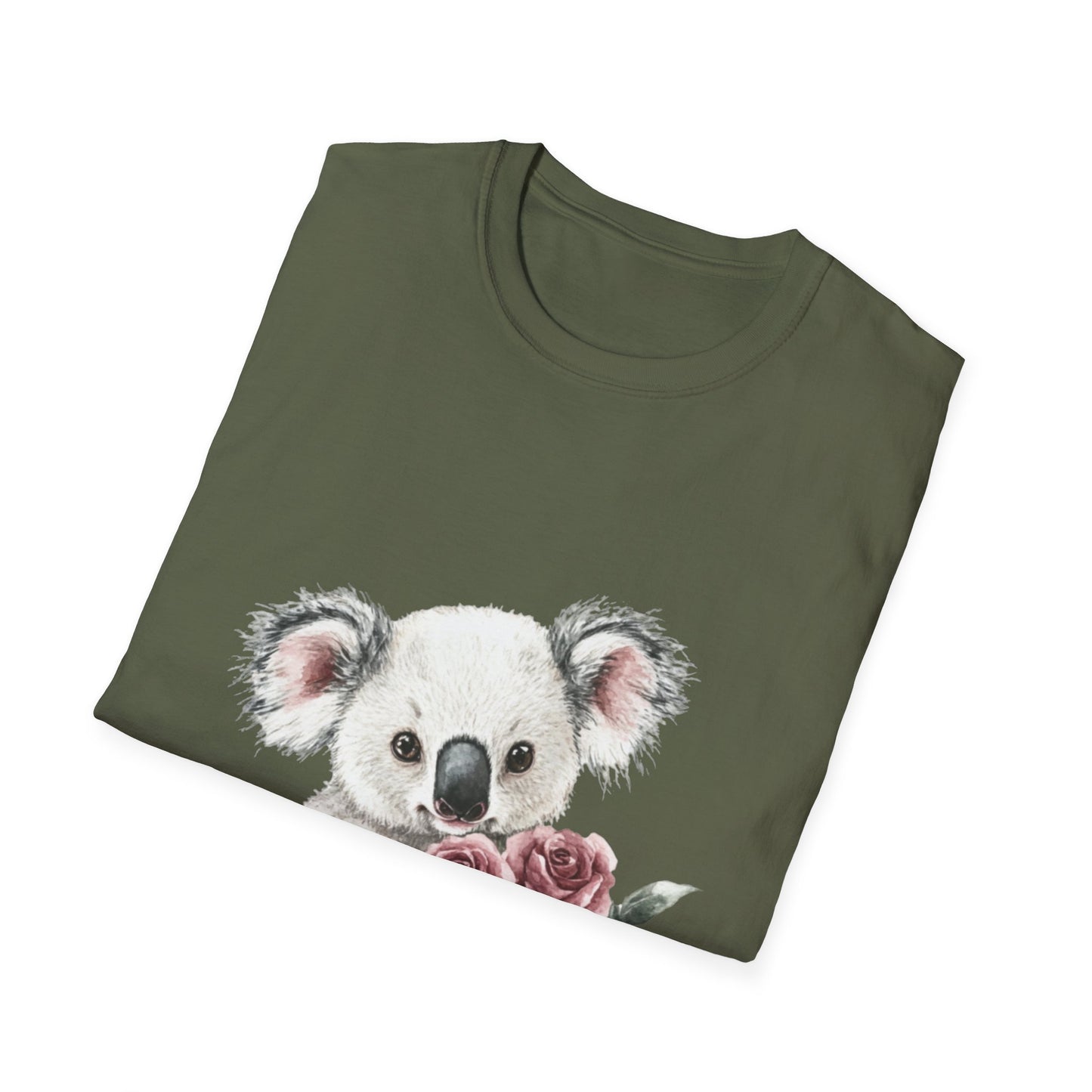 Cute Koala with Roses Unisex Softstyle T-Shirt