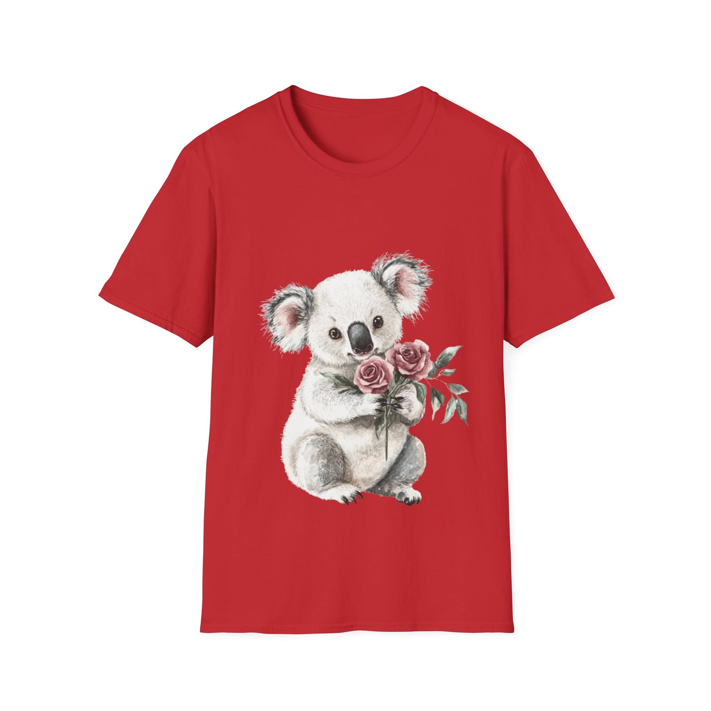 Cute Koala with Roses Unisex Softstyle T-Shirt
