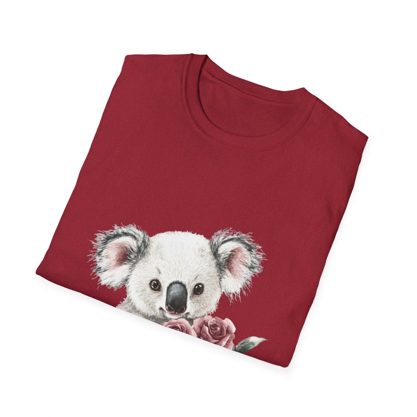 Cute Koala with Roses Unisex Softstyle T-Shirt