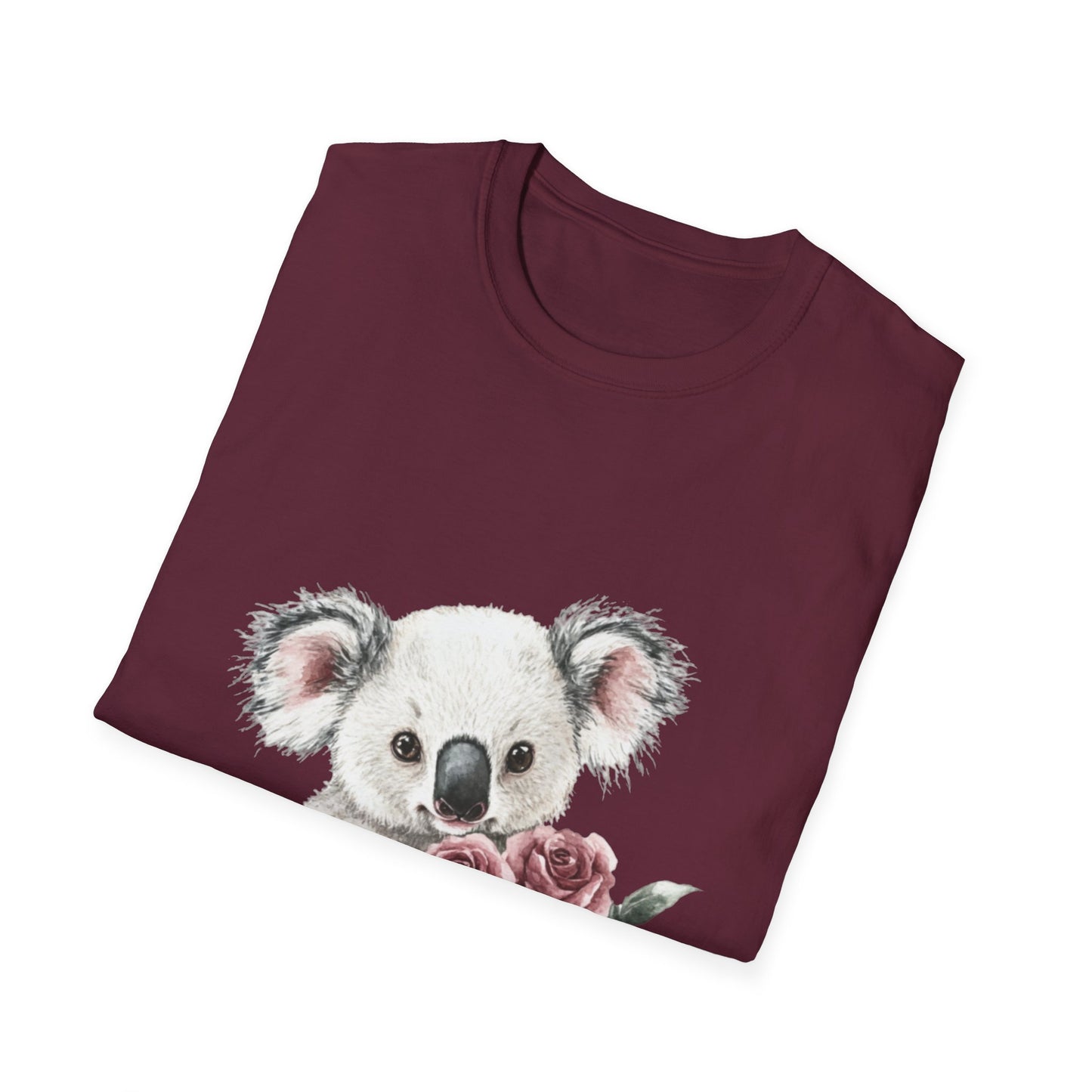 Cute Koala with Roses Unisex Softstyle T-Shirt