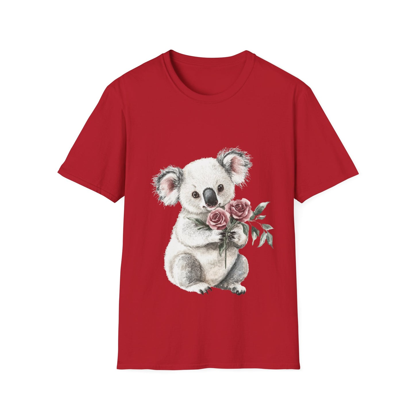 Cute Koala with Roses Unisex Softstyle T-Shirt
