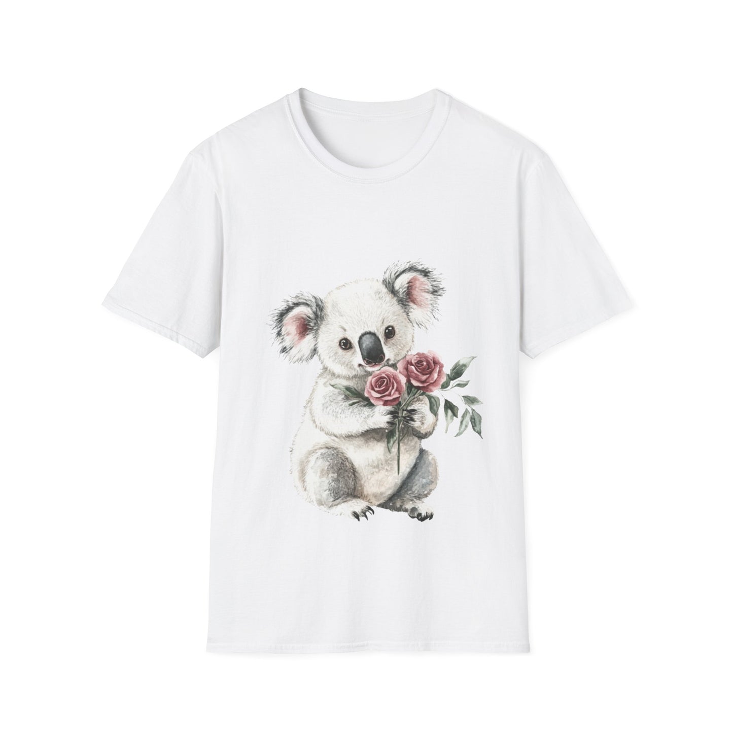Cute Koala with Roses Unisex Softstyle T-Shirt