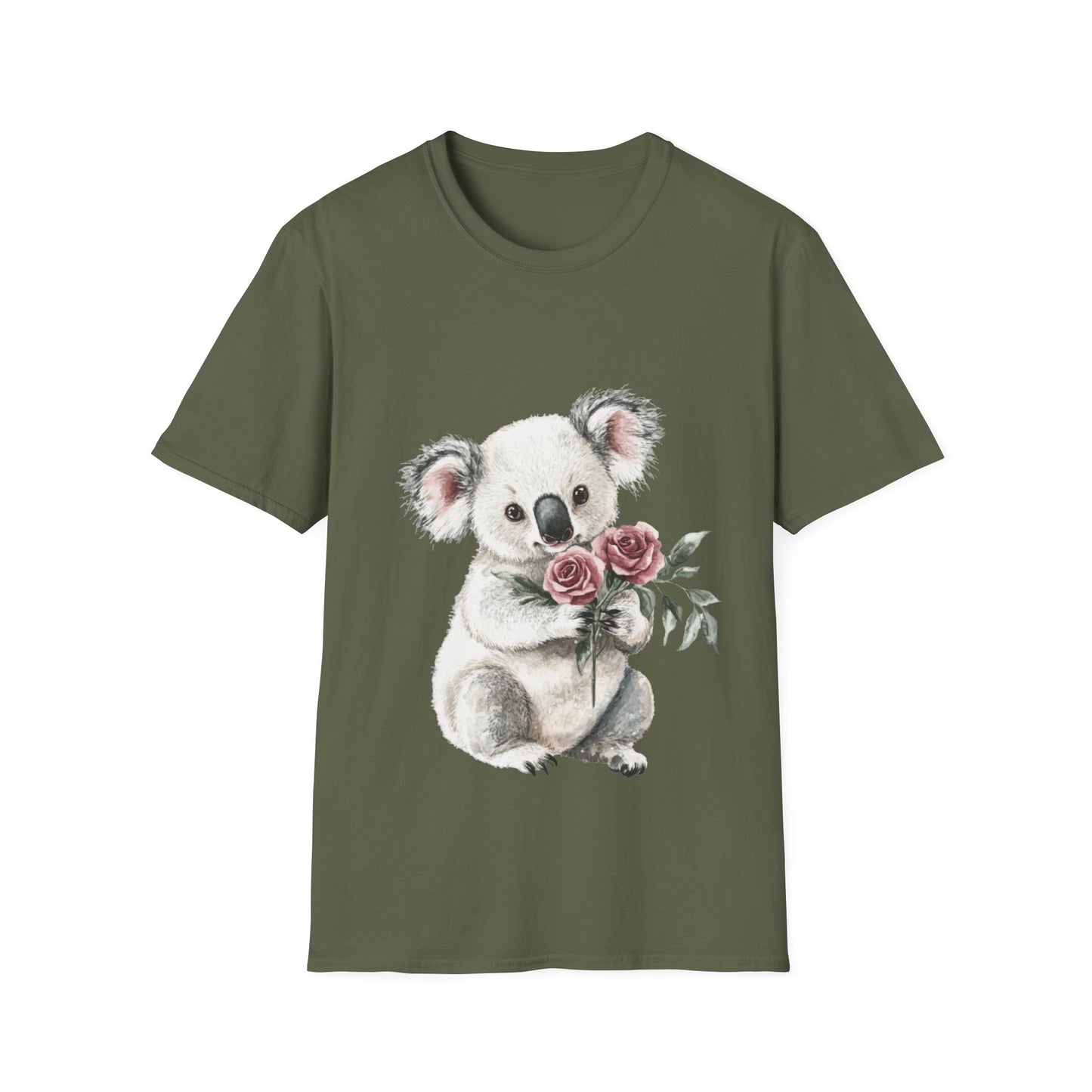 Cute Koala with Roses Unisex Softstyle T-Shirt
