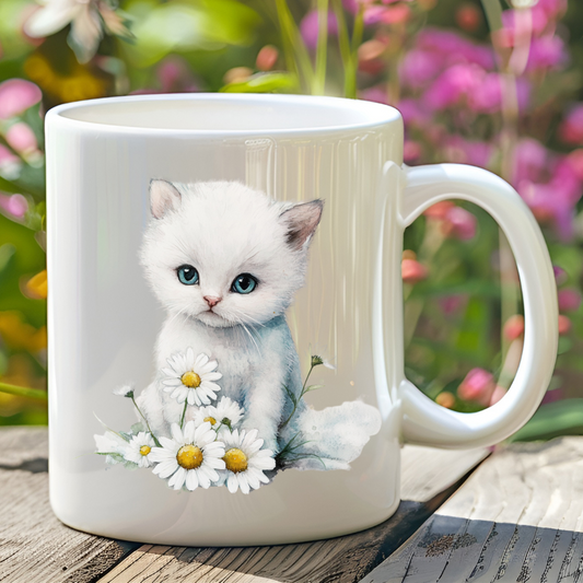 Kitten With Daisies Mug