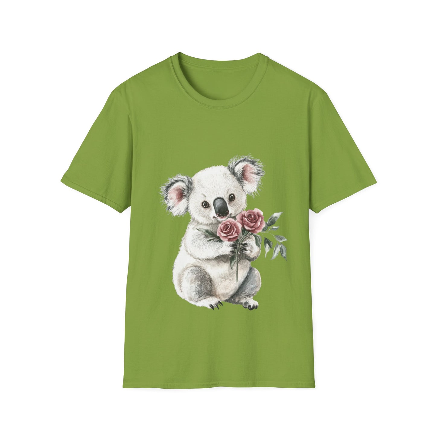 Cute Koala with Roses Unisex Softstyle T-Shirt