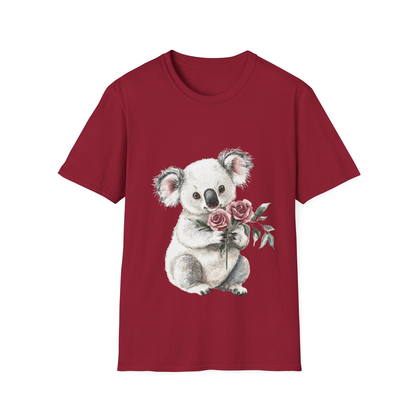Cute Koala with Roses Unisex Softstyle T-Shirt
