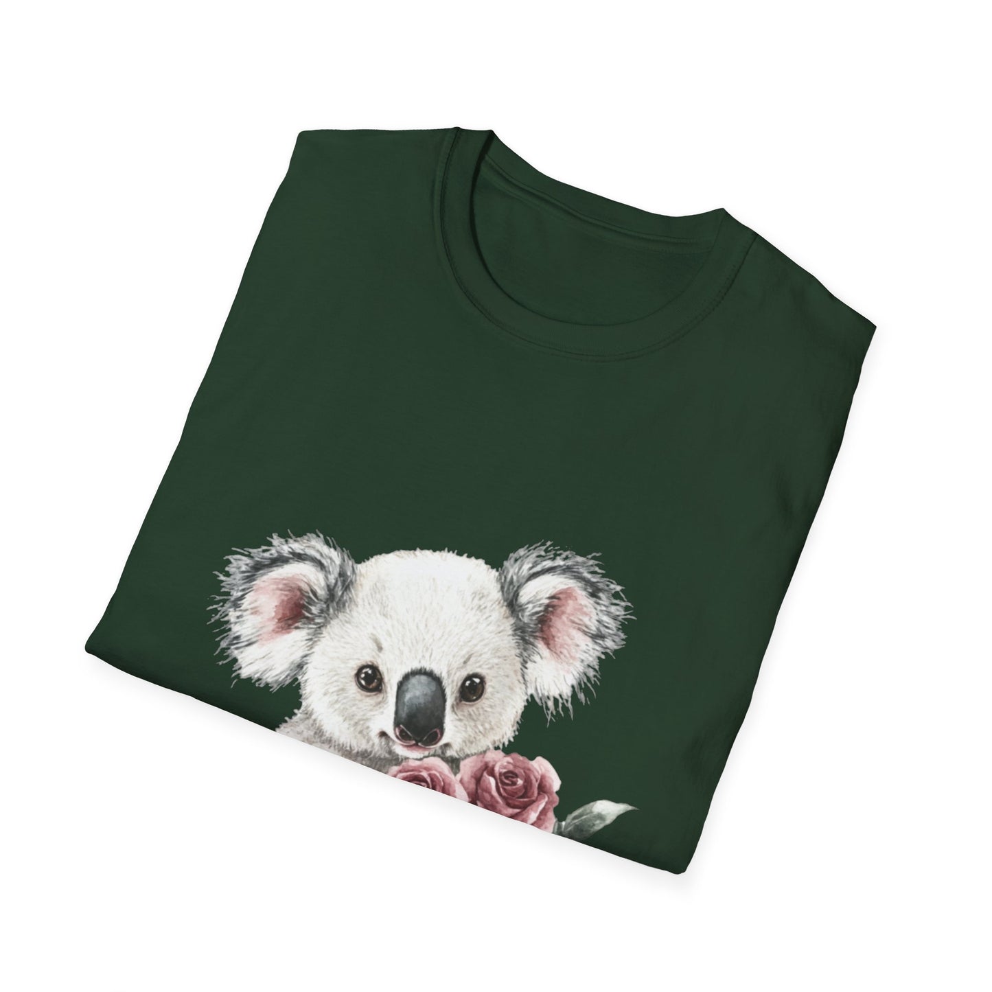 Cute Koala with Roses Unisex Softstyle T-Shirt