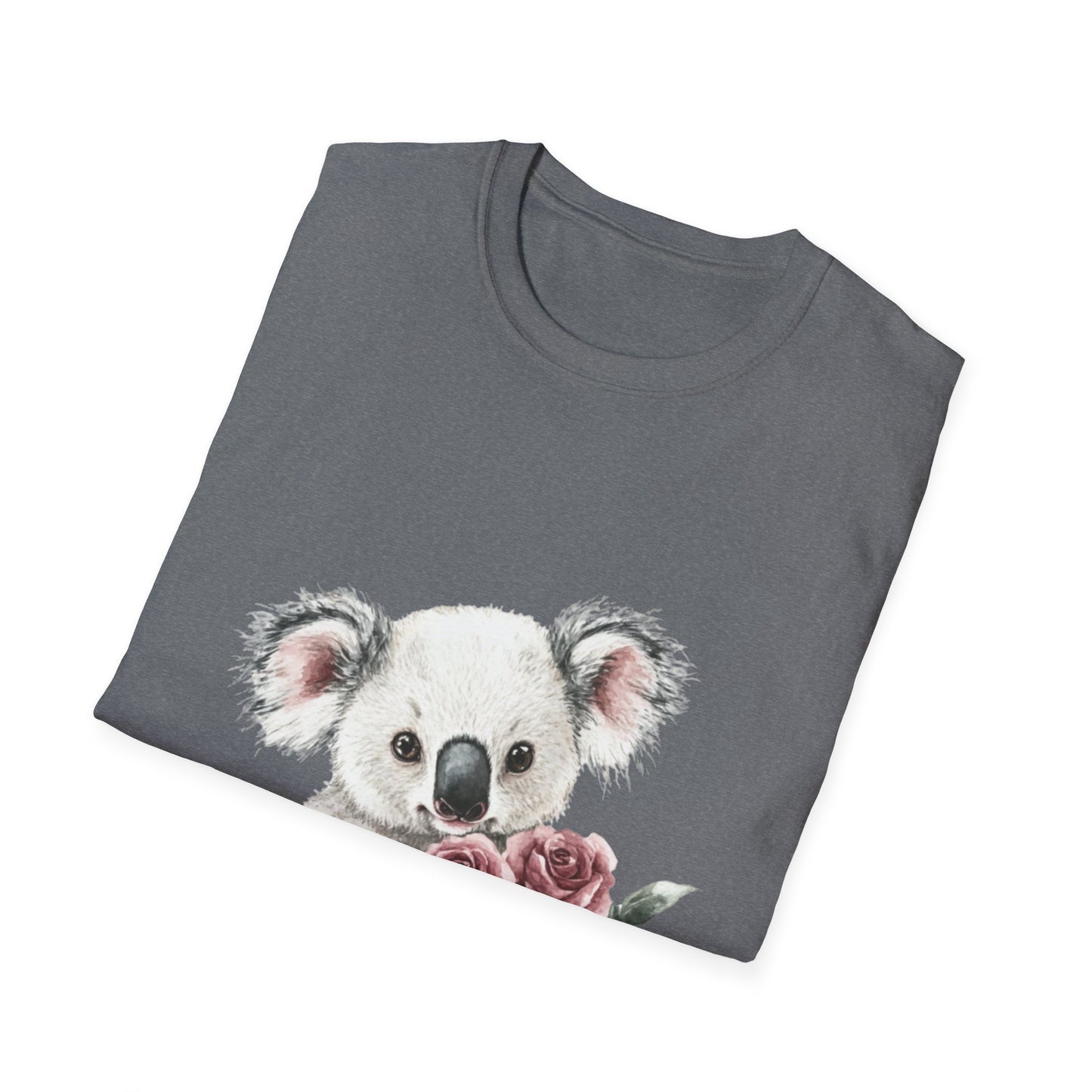 Cute Koala with Roses Unisex Softstyle T-Shirt