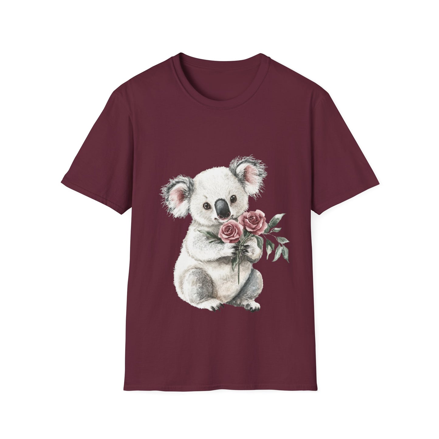 Cute Koala with Roses Unisex Softstyle T-Shirt