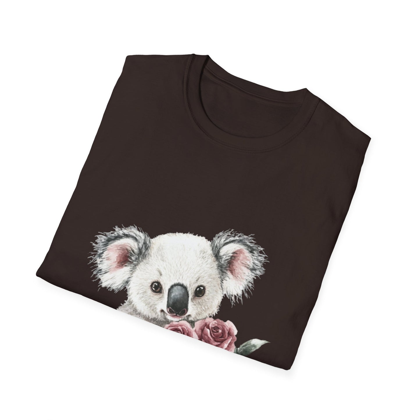 Cute Koala with Roses Unisex Softstyle T-Shirt