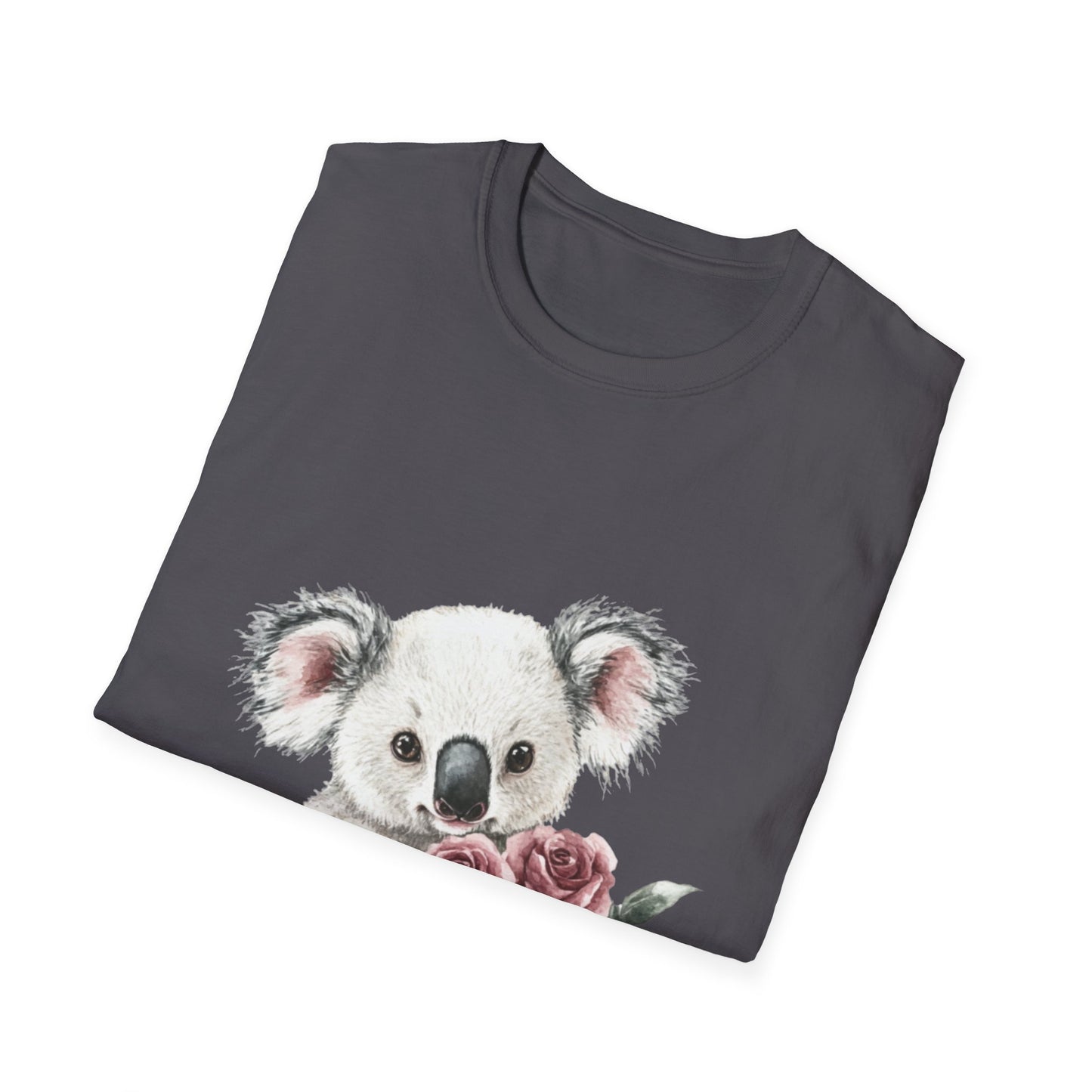 Cute Koala with Roses Unisex Softstyle T-Shirt