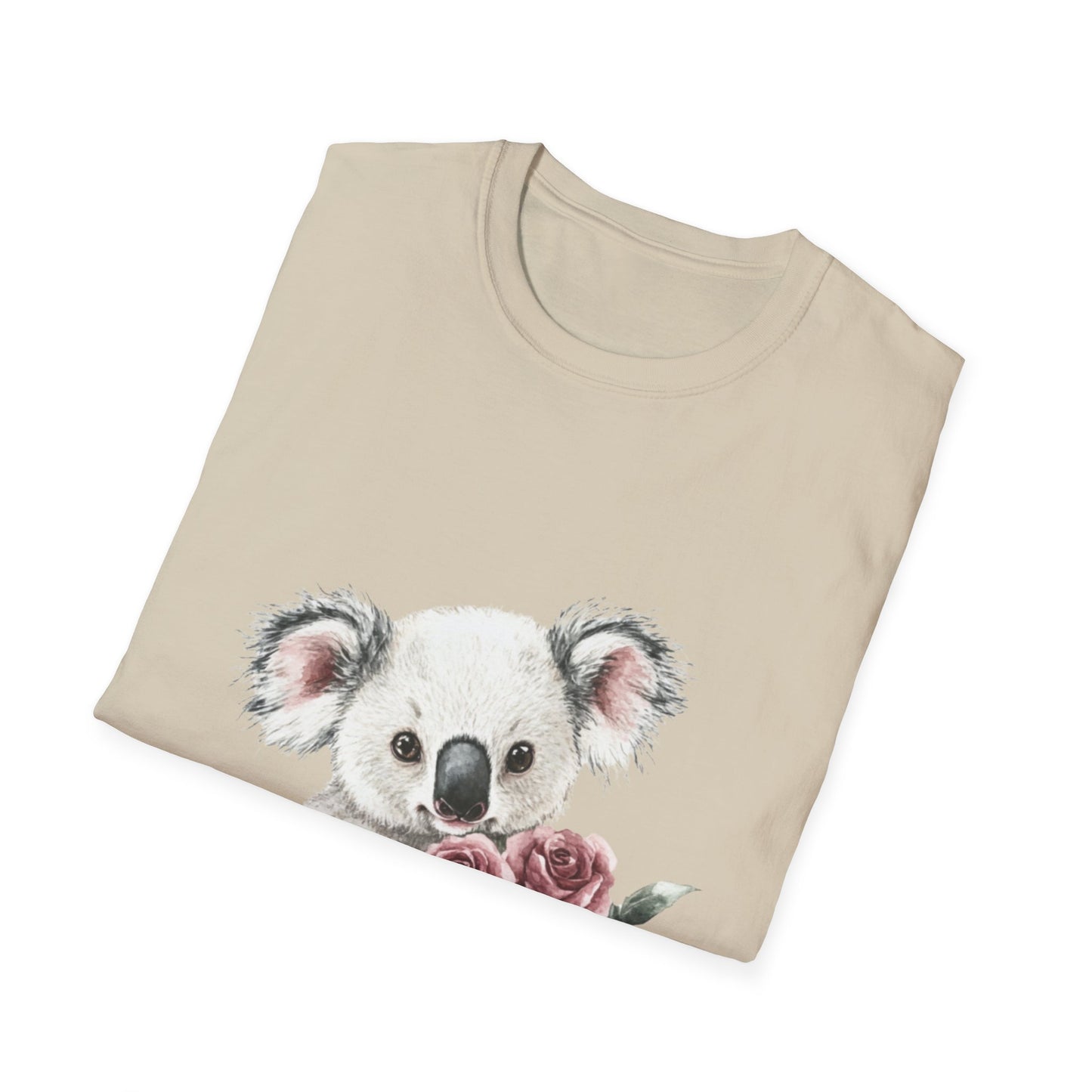 Cute Koala with Roses Unisex Softstyle T-Shirt