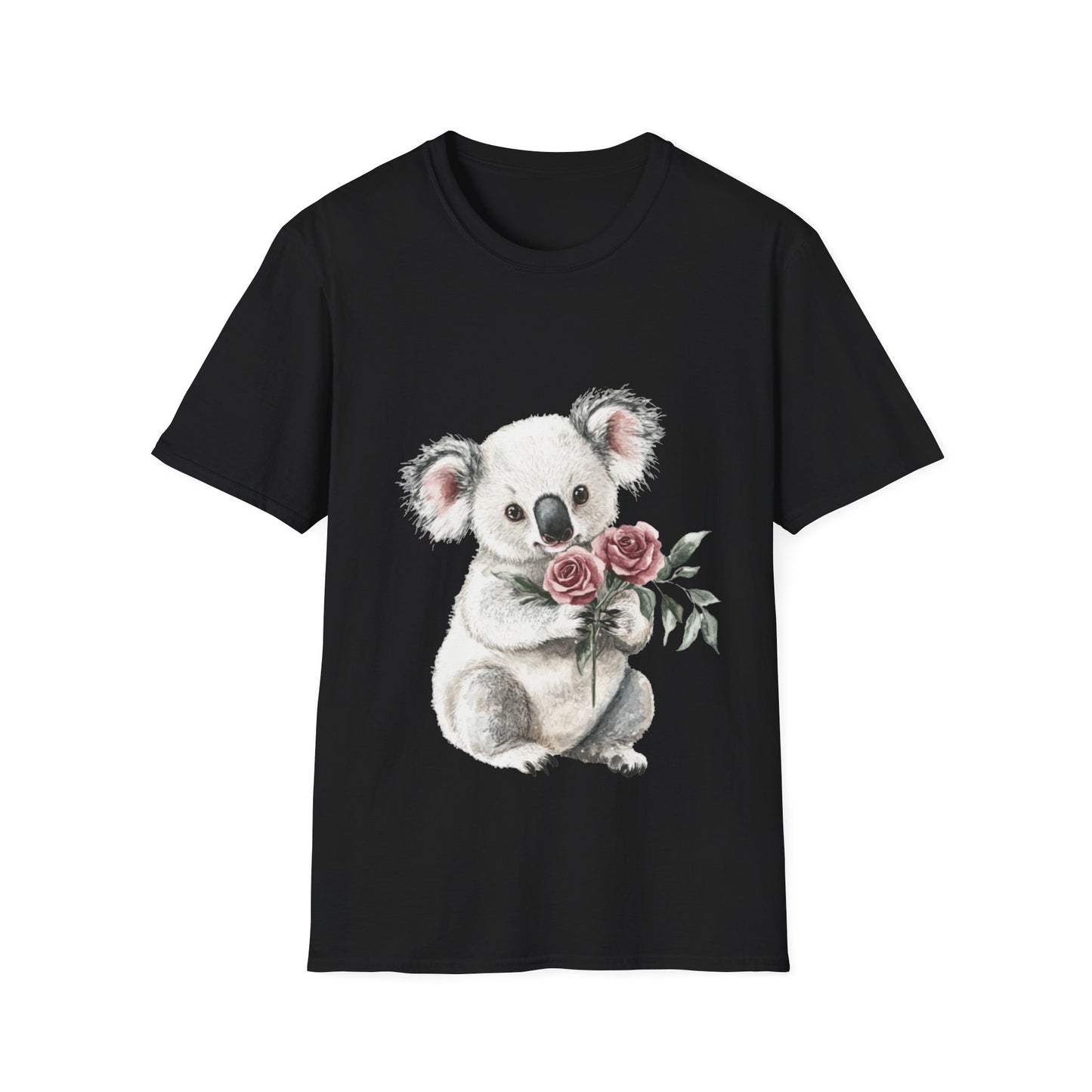 Cute Koala with Roses Unisex Softstyle T-Shirt
